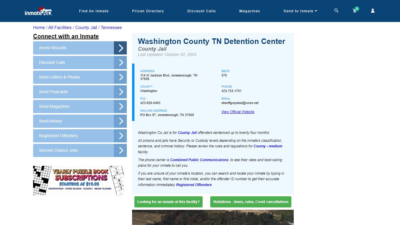Washington County TN Detention Center - Inmate Locator - Jonesborough, TN